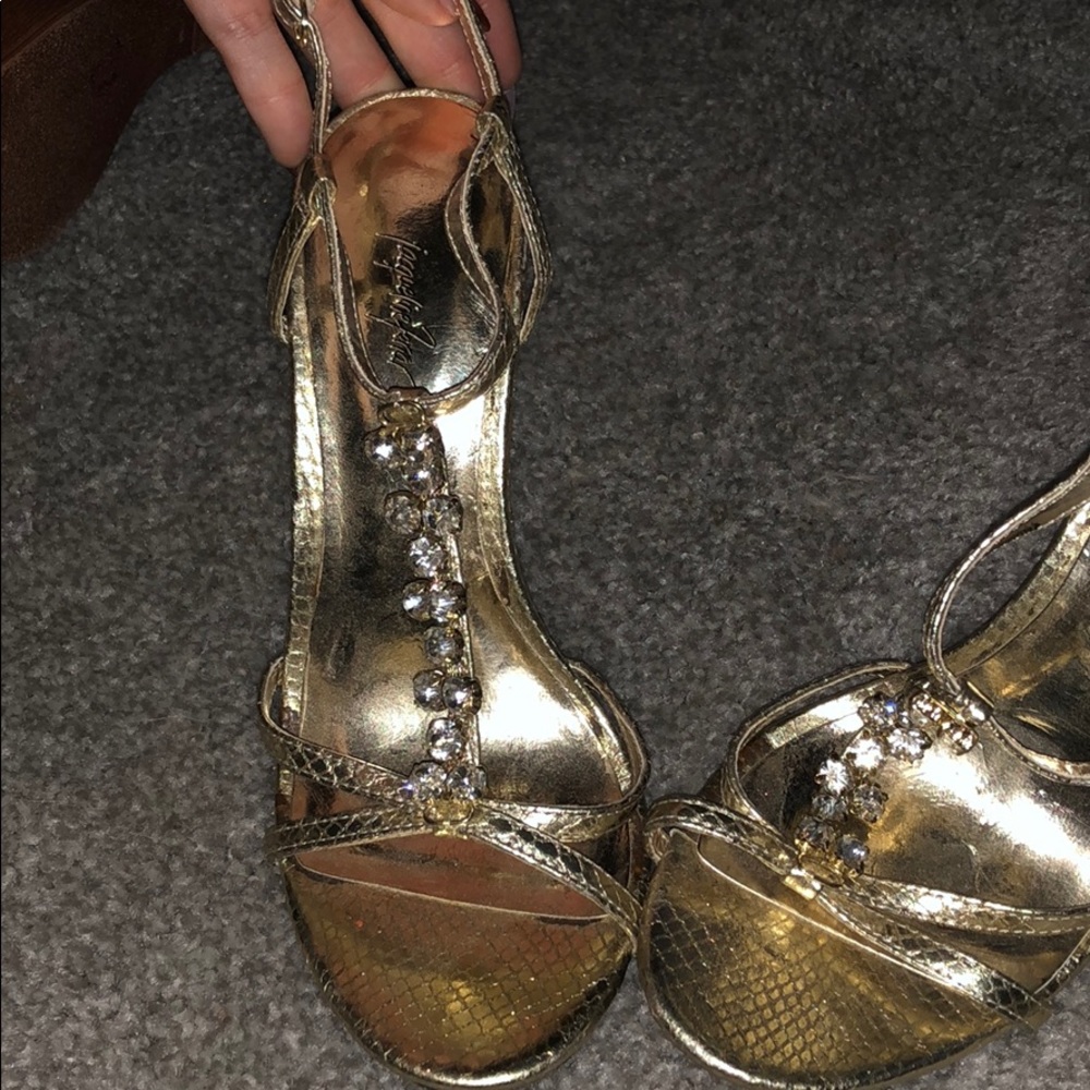 gold rhinestone heels